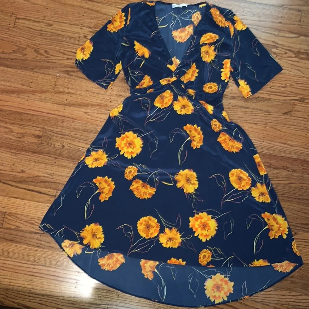 Amour Vert silk Joselle marigold dress M - Picture 4 of 11